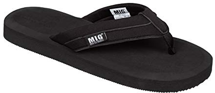 MIG - Mud Ice Gravel Mens Slip On Flip Flop Beach Sandals with Toe Post Design (4 to 5 UK (SMALL), Black & Black)