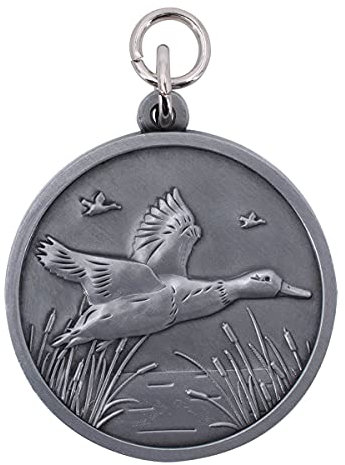 Deitert Jagdmedaille mit Name oder Wunschtext graviert, Motiv - Ente -, hochwertiges Altsilber, personalisierte Jagdauszeichnung, Trophäe
