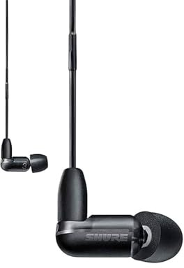Shure AONIC 3 verdrahtete Sound isolierende Ohrhörer, Einzelfahrer mit Bassport, In -Ear -Passform, abnehmbares Kabel, kompatibel mit Apple & Android -Geräten - Schwarz