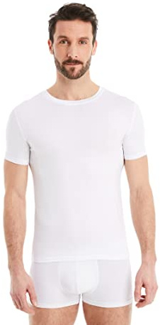 FINN Men's Business Undershirt with Crew Neck – Short Sleeve T-Shirt Made from Original Lenzing® Modal Fabric – The Perfect Shirt Under a Dress Shirt and Suit White L
