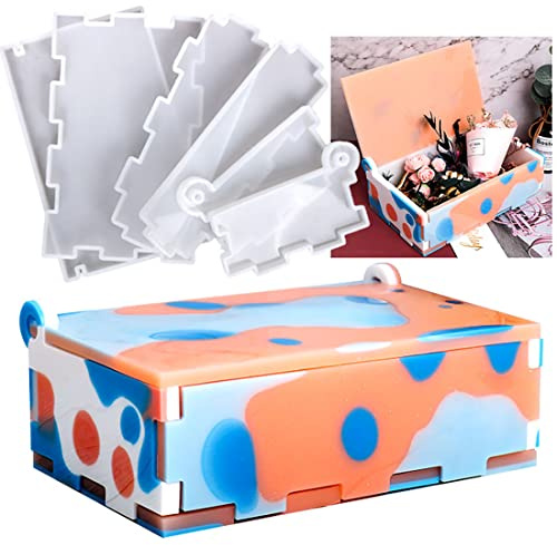Voyyphixa 1 Molde de Caja de Almacenamiento Kit Molde Rectangular Silicona Moldes Resina Epoxi Cajas de Almacenamiento de Dominó Moldes Resina de Caja de Joyería para DIY Manualidades