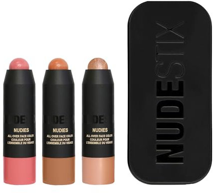 Nudestix Roses & Honey Mini Kit – 3-Piece Cream Blush, Bronzer & Highlighter Stick Set for Eyes, Cheeks & Lips | Travel-Size Multi-Use Makeup