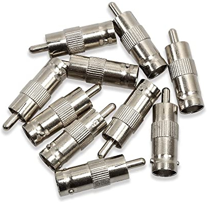 Lot de 10 adaptateurs BNC mâle vers RCA femelle, coupleur coaxial d'alimentation CCTV pour caméra de sécurité, DVR et commutateurs