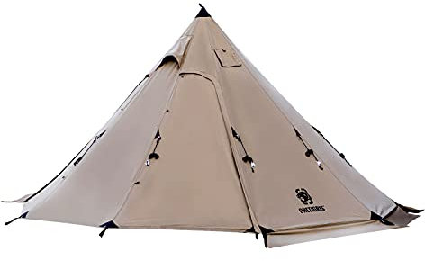 OneTigris NORTHGAZE Tipi Zelt für 2-4 Personen Outdoor Camping Zelt mit Stove Jack Winter Zelt Winddicht und Flammhemmend Pyramiden Zelt (Tetoron Baumwolle)