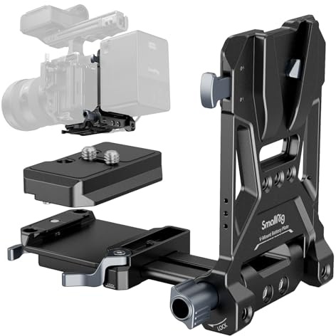 SMALLRIG V-Mount Battery Plate, V-Lock-Akku-Montageplatte mit doppelter Schnellwechselplatte für Arca-Swiss, kompakte und faltbare L-förmige V-Mount-Akkuplatte für DSLR-Kamera, Gimbals, Stativ – 4064B