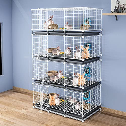 Kaninchenkäfig – Kleintierkäfig, Chinchillakäfig, Hasenkäfig für den Innenbereich, Meerschweinchenkäfig, Innenlebensraumkäfig mit wasserdichter Kunststoff-Bodenschale, Laufstall für kleine Haustierhas