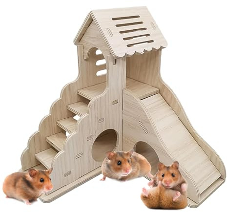 Meerschweinchenversteck Hamsterhaus Kleintierheim vielseitig Chinchilla Haus Hamsterunterschlupf Haus Hamsterhütte Hamsterhütte mit Leiter und Rutsche für Kleintiere