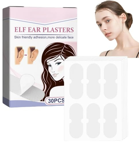 30PCS Clear Ear Support Patches,Cosmetic Ear Corrector,Ea/r Tape for Big Ea/rs,Aesthetic Correctors for Prominent E/ars,Solve Big Ea/r Problem with E/ar Stickers,E/ar Tape for Sticky Out Ea/rs,Sticker