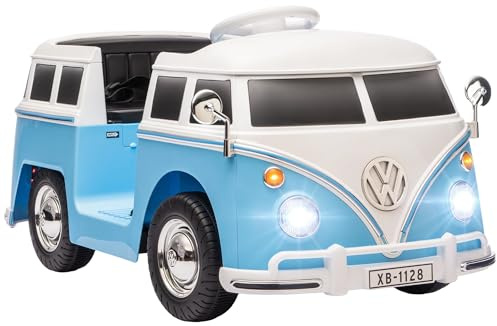 AIYAPLAY auto elettrica per bambini, 12V, modello Volkswagen, veicolo giocattolo con MP3, doppio motore, veicolo elettrico con clacson, luci LED, avviamento graduale, 3-8 km/h, per bambini di 3-7 anni