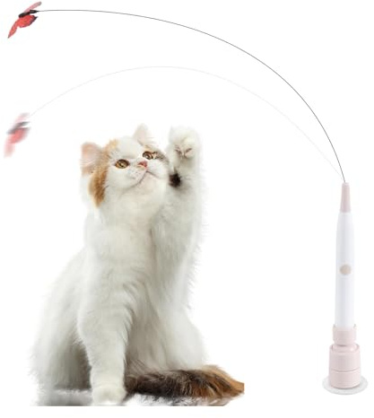 Seyrnicay Cat Stick Toy,Suction Cup 2-Mode Automatic Pet Teaser Stick,Electric Cat Wand Toy | for Yards Porches Gardens Lawn Indoor Outdoor