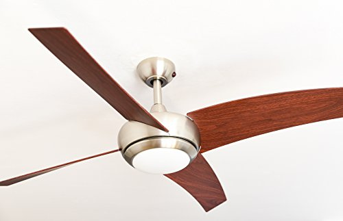 AireRyder Deckenventilator Borealis mit Beleuchtung und Fernbedienung, Gehäuse Satin Nickel, Flügelfarbe Walnuss, 122 cm