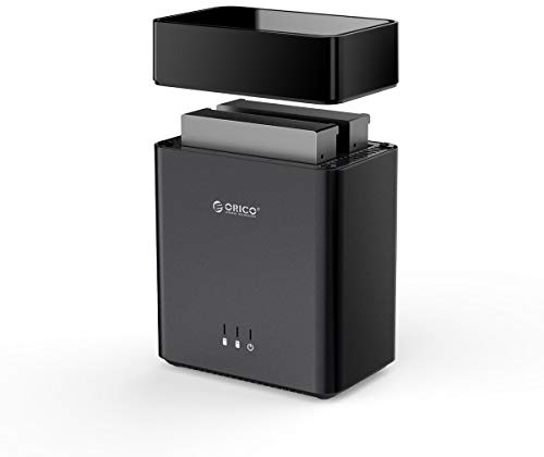 ORICO 3.5inch Hard Drive Enclosure 2 Bay with Fan, Type-C to SATA Magnetic Tool-Free HDD Dock Case Supports UASP with 12V/4A Adapter for Business/Home Storage or NAS Expansion