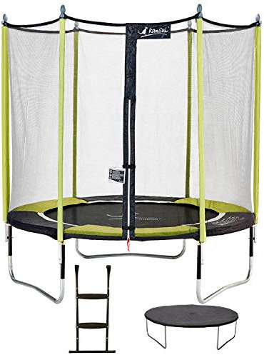 Kangui – Trampolín de jardín 244 cm + Red de seguridad + escalera + cubierta de protección Jumpi POP 250