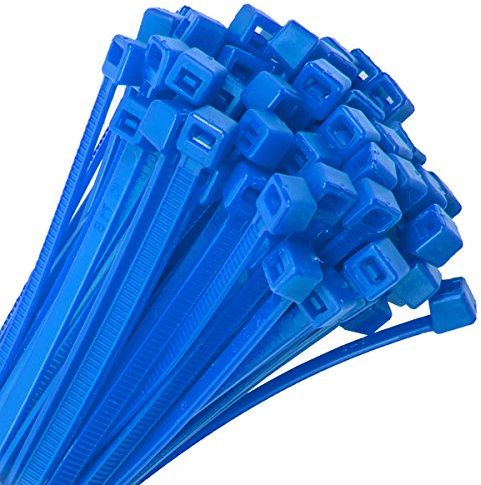 100x Strong Quality Blue Cable Ties 370mm x 7.6mm - Heavy Duty Heat & Cold Resistant Zip Ties
