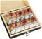 Meister 5644460 - Juego de fresas (12 piezas, para trabajar la madera, para fresadoras con vástago de 8 mm, metal duro, fresa ranurada, fresa de púas, fresa para enrasar, fresa para cavar y redondear)