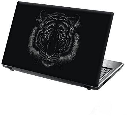 TaylorHe 13-14 inch Laptop Skin Vinyl Decal with Colorful Patterns and Leather Effect Laminate MADE IN England Tiger on Black