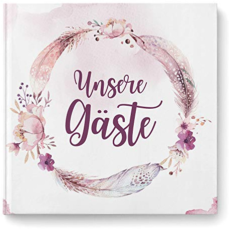 DeinWeddingshop Gästebuch zur Hochzeit mit Fragen - quadratisch - Hochzeitsgästebuch Hochzeitsalbum Hochzeitsbuch (Boho Love)