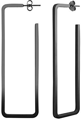 555Jewelry Stainless Steel Large Geometric Stud Hoop Rectangle Earrings for Women