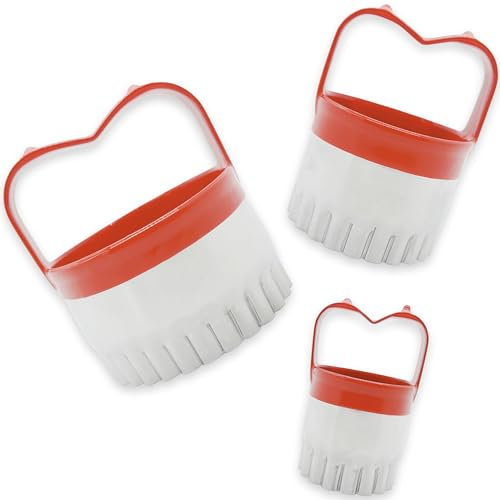 COOKIEQUE Biscuit Cutter Set (3 Pieces), Fluted Round Cookie Cutters With Handle, Unique Design Baking Tool with Protective Red PVC