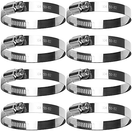 8 Pack Jubilee Clips 59-82 mm Hose Clips Adjustable Ducting Clamps for Securing Hoses and Pipes Tube