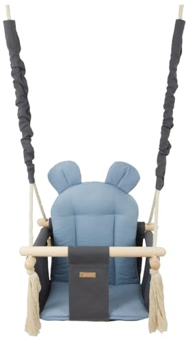 Kinderschaukel Babyschaukel Indoor-Schaukel Hängeschaukel Sitzschaukel Hängesitz (Muster: grau, hellblau)