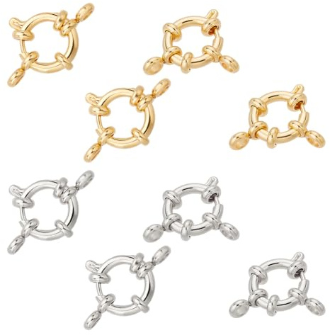 UNICRAFTALE 8 Pz 2 Colori 304 Fermagli Ad Anello A Molla In Acciaio Inox 12.5mm di Diametro Superficie Liscia Chiusura Dei Monili Fibbia Connettore per Creazione di Gioielli FAI DA TE