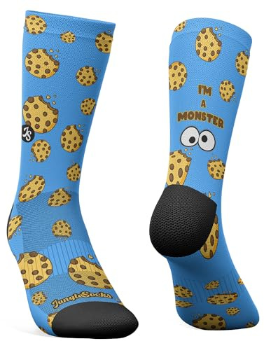Jungle Socks Lustige Bunte Lange Sportsocken für Männer und Frauen für CrossFit, Radfahren, Straße, Wandern, Laufen, Fitnessstudio - Lange Radsocken, MTB, Radsocken, Rennrad. EU 39-42