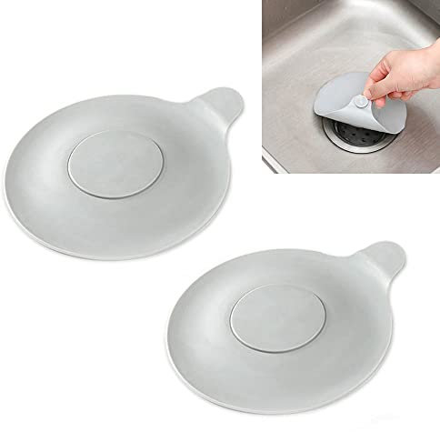 2Pcs Silicone Bathtub Stopper,Universal Sink Plug Bathtub Drain Stopper for Bath Tub Wash Basin Kitchen Sink(Grey,5.1Inch)