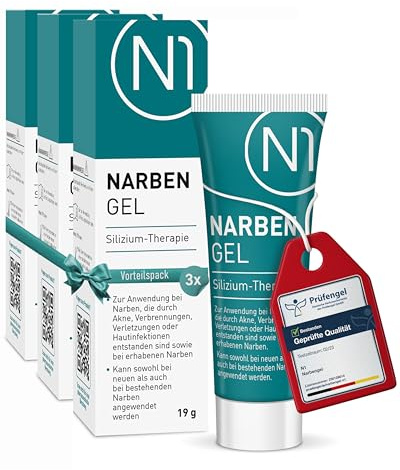 N1 Narbensalbe 3x19 g - Apothekenprodukt für neue und alte Narben - Narbengel reduziert sichtbare Narben - Narbencreme nach OP, Verbrennungen oder Akne für Gesicht & Körper