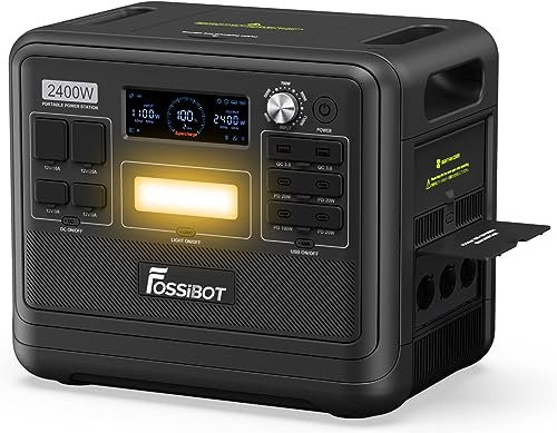 FOSSiBOT F2400 Powerstation 2400W, 2048Wh LiFePO4 Tragbare Solargenerator 3×230V AC Steckdose (4800W Peak) mobile Stromversorgung für Wohnmobil, Solar Generator Heimwerken als Notstromaggregat