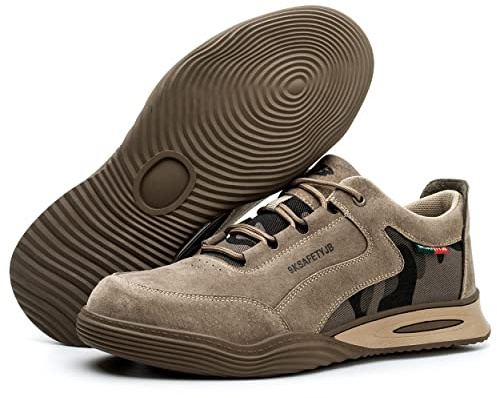 Dajingkj Sicherheitsschuhe Herren Arbeitsschuhe Damen Atmungsaktiv Leder Schweißerschuhe Leicht Funkenschutz Safety Shoes for Schweißer Mens Work Stahlkappenschuhe