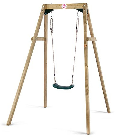 Plum Play Outdoor Kids Garden Dimensional Classic FSC Wooden Double or Single Swing Set with Heavy Duty Seats and Soft Feel Rope - Max User 50kg (Single)