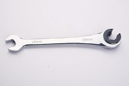 FLZOSPER 19mm Metric Fix Tubing Wrench，Fixed Head Tubing Ratchet Open End Wrench, Ratcheting Fix Combination Wrench Spanner
