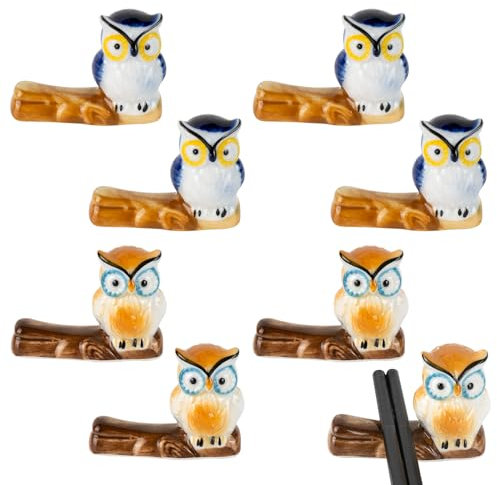 SHIDOW Ceramic Chopstick Holder, Japanese Ceramic Chopstick Holder, Adorable owl Ceramic Handmade Chopstick Rest Holder, Spoon, Fork, Knife, Rackstand Dinnerware, For Home Kitchen Housewarming Gift （3