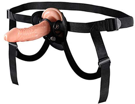 AAKOMA Consolador con correa con arnés, consolador de silicona portátil, juguetes sexuales SM para adultos para hombres y mujeres (pequeño)