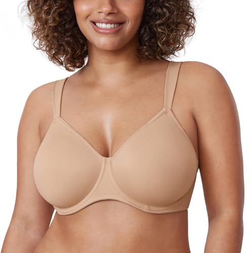 DELIMIRA Dam-T-shirt, minimizer-bh med bygel, stora storlekar, utan vadderad, taupe-tan, 95D