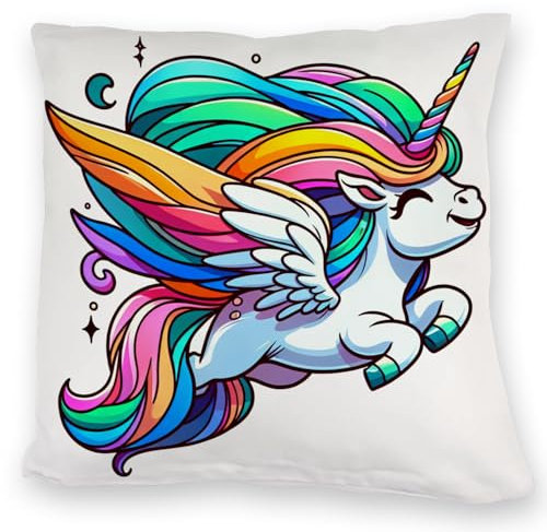 speecheese Einhorn Kuschelkissen Fliegendes Fabelwesen mit bunter Mähne Mythische Kreatur Schweif Deko EinhornKuschelkissen
