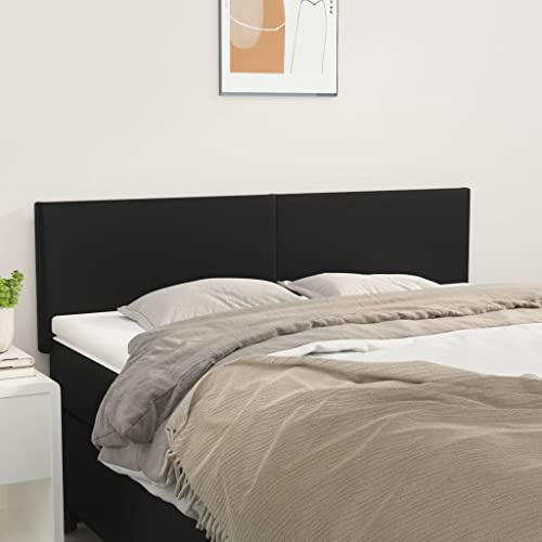 CKioict Betthaupt Wandkissen Bett Bettkopfteil Schlafzimmer Kopfteile 2 STK. Schwarz 72x5x78/88 cm KunstlederGeeignet für Schlafzimmer, Gästezimmer, Schlafsaal
