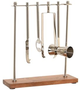 COCTEL SET 4 INOX ACACIA 25,5X9X30 PLATEADO