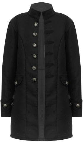 Choomomo Boys Vintage Tailcoat Jacket Halloween Long Steampunk Formal Gothic Victorian Frock Coat Outfit Black 11-12 Years