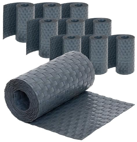 Jardinion 10x Sichtschutzstreifen 250cm x 19cm Anthrazit Polyrattan | für Doppelstabmatten, Doppelstabmattenzaun Sichtschutz, Stabmattenzaun, Zaunblende Rattan Optik, Balkon, Garten