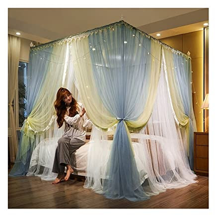 TEmkin Betthimmel für 1,5 m/5 Fuß Bett, Moskitonetz mit doppeltem Netz und Metallständer, dekoratives staubdichtes Moskitonetz im Prinzessinnen-Stil für Schlafzimmer (Stil 2, 1,5 x 2 x 2 m)