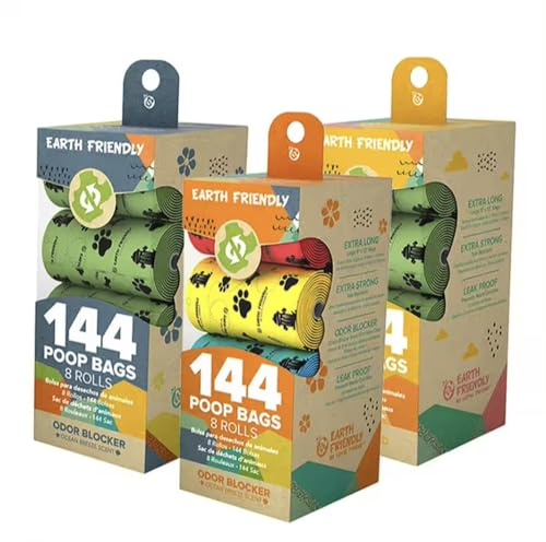 144 Hundbajspåsar – 100% Biologiskt Nedbrytbara – Miljövänliga & Läckagesäkra – Majsstärkelsebaserade Avfallspåsar – Extra Hållbara – 23x33 cm