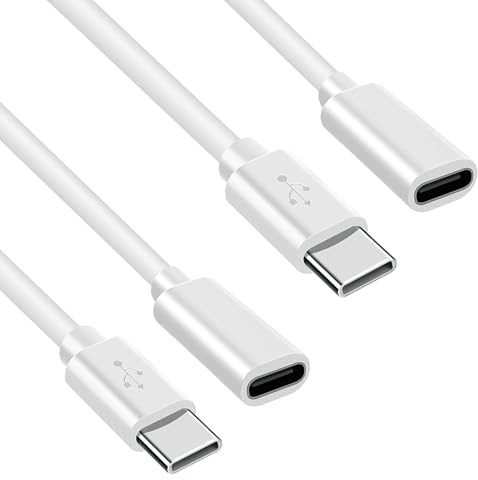BIVOFU 2 PCS USB C Verlängerung 1m Typ C Stecker Weiß, USB C Verlängerungskabel für Magsafe Ladegerät, Kompatibel mit 15/14/13, 1M/3.3Ft, Schnelles Laden und Datentransfer