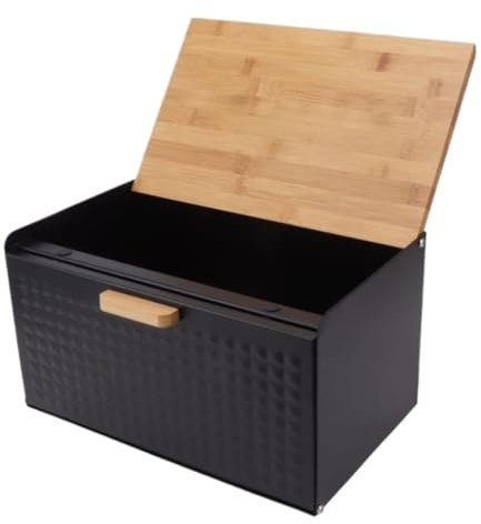 MDWZH Boite A Pain Huche à Pain Boîte À Pain en Bois, Grande Capacité, Conteneur De Stockage du Pain avec Couvercle Supérieur, Boîte À Pain Robuste Et Vintage Boîtes à Pain(Black)
