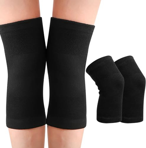 Ginocchiere in bambù, 2 pezzi Ginocchiera sportiva per uomo e donna, Ginocchiera per artrosi del ginocchio, Ginocchiera elastica traspirante, Ginocchiera a compressione per corsa e allenamento (Nero