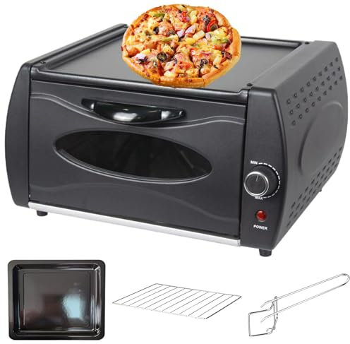 Mini Four à Pizza, Contrôle De La Température, Verre Visuel, Porte De Plaque Chauffante, avec Plaque De Cuisson/Grille De Cuisson/poignée De Plateau, Machine à Crêpes