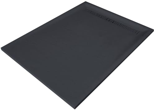 Receveur de douche haute densité aspect ardoise - grille caniveau (Gris, 200 x 100 cm)