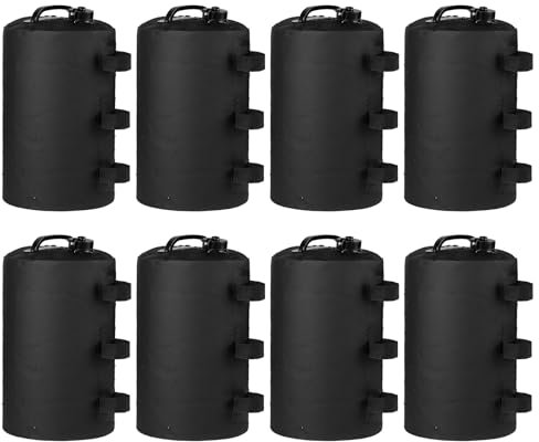SWAWIS 8 Stück Pavillon Sandsäcke Gewichtstaschen Beingewichte für Pavillonstandfüße 10L Beschwerungssäcke Gewichte mit Wasser Befüllbar für Pavillon Festzelte Gartenzelt, Schwarz