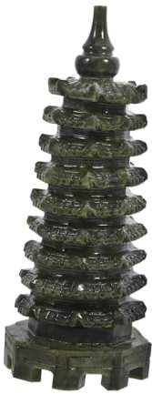 IMIKEYA Jadepagodenornament Für Feng-Shui Handgeschnitzte Tempelskulptur Detaillierte Jade-Statue Höhe Als Wohn- Und Bürotisch-Ornament Spirituelles Dekor Für Meditation